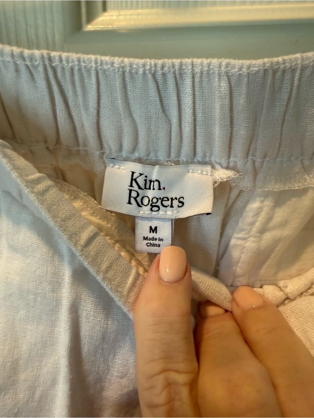 # Kim Rogers White Cropped Linen-blend Drawstring Pants - Picture 2 of 8